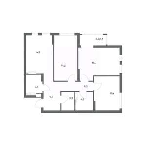 3-к квартира, строящийся дом, 79м2, 5/18 этаж