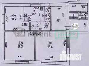 3-к квартира, вторичка, 66м2, 2/3 этаж