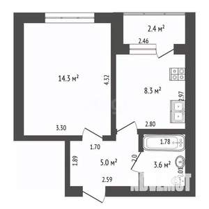 1-к квартира, вторичка, 33м2, 8/8 этаж