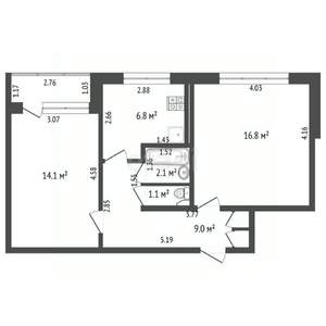 2-к квартира, вторичка, 50м2, 5/9 этаж