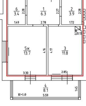 1-к квартира, вторичка, 47м2, 3/4 этаж