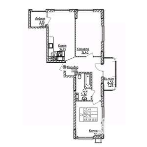 2-к квартира, вторичка, 64м2, 2/9 этаж