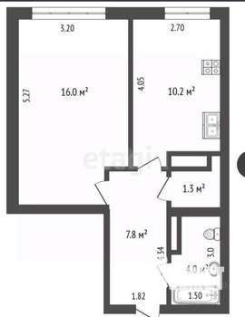 1-к квартира, вторичка, 40м2, 1/12 этаж