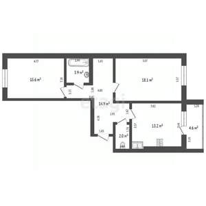 2-к квартира, вторичка, 68м2, 8/9 этаж