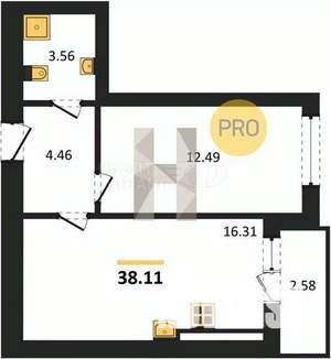 1-к квартира, вторичка, 30м2, 1/8 этаж