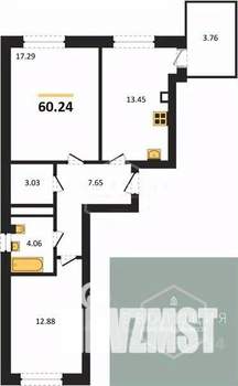 2-к квартира, вторичка, 60м2, 6/9 этаж