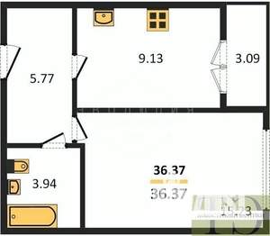 1-к квартира, вторичка, 36м2, 8/9 этаж