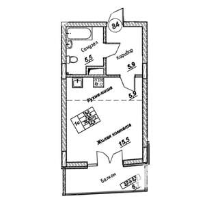 Студия квартира, вторичка, 35м2, 5/7 этаж