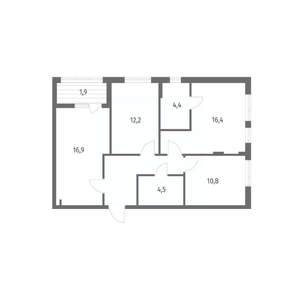 3-к квартира, вторичка, 76м2, 4/8 этаж