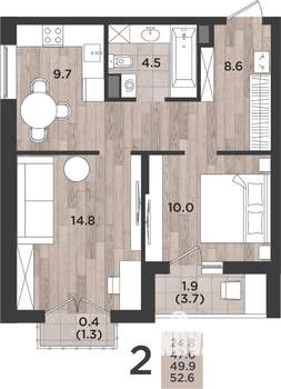 2-к квартира, вторичка, 50м2, 11/12 этаж