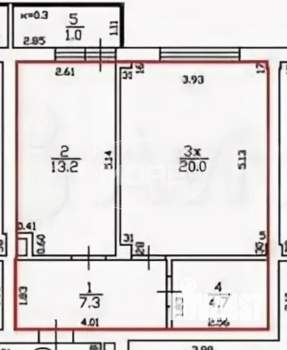 1-к квартира, вторичка, 46м2, 6/9 этаж