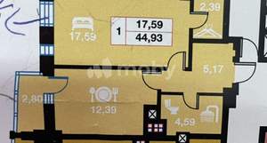 1-к квартира, вторичка, 43м2, 18/25 этаж