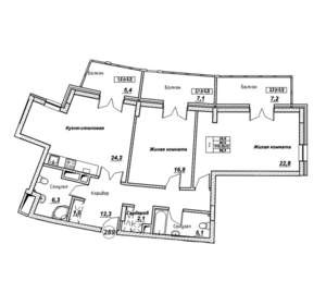 2-к квартира, вторичка, 97м2, 7/7 этаж