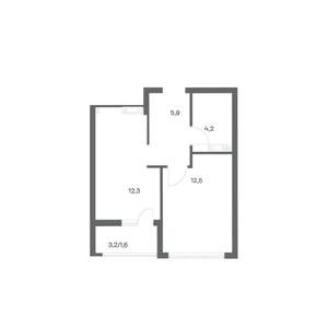 1-к квартира, строящийся дом, 37м2, 3/18 этаж