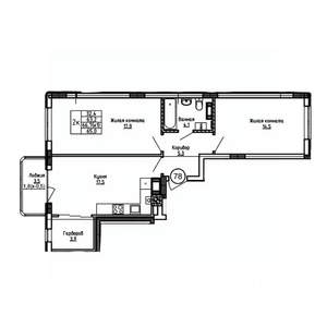 2-к квартира, вторичка, 65м2, 4/9 этаж