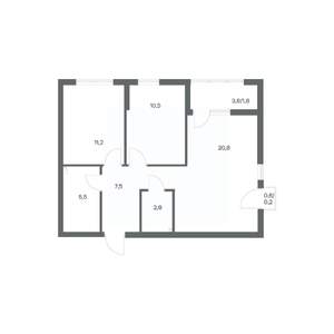 2-к квартира, вторичка, 60м2, 2/18 этаж