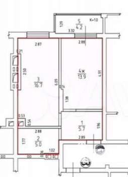 1-к квартира, вторичка, 45м2, 6/8 этаж