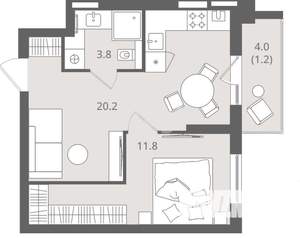 1-к квартира, вторичка, 41м2, 7/7 этаж