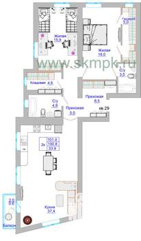 3-к квартира, вторичка, 102м2, 7/8 этаж