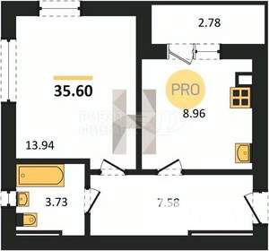 1-к квартира, вторичка, 40м2, 7/10 этаж