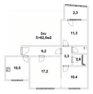 3-к квартира, вторичка, 63м2, 8/9 этаж