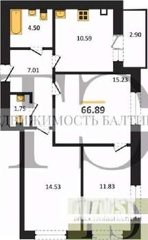 3-к квартира, вторичка, 67м2, 6/9 этаж