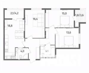 3-к квартира, вторичка, 91м2, 8/12 этаж