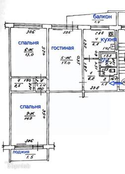 3-к квартира, вторичка, 64м2, 3/9 этаж