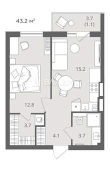 1-к квартира, вторичка, 41м2, 4/7 этаж