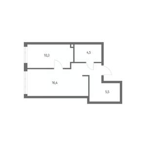 1-к квартира, строящийся дом, 40м2, 2/8 этаж