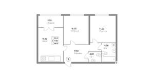 2-к квартира, вторичка, 69м2, 1/4 этаж