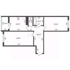 2-к квартира, вторичка, 63м2, 6/9 этаж