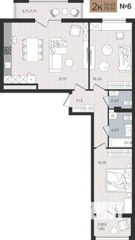 2-к квартира, вторичка, 80м2, 3/10 этаж