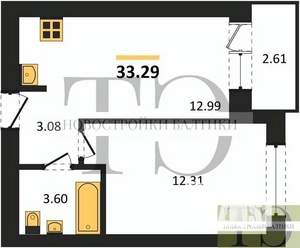 1-к квартира, вторичка, 33м2, 2/9 этаж