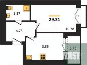 1-к квартира, вторичка, 29м2, 9/9 этаж