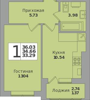 1-к квартира, вторичка, 36м2, 1/8 этаж