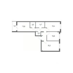 3-к квартира, вторичка, 74м2, 8/8 этаж