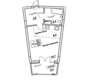 Студия квартира, вторичка, 34м2, 4/7 этаж