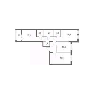 3-к квартира, строящийся дом, 78м2, 2/8 этаж
