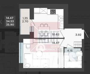 1-к квартира, вторичка, 35м2, 4/9 этаж