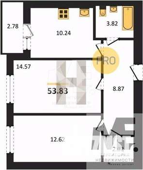 2-к квартира, вторичка, 54м2, 6/9 этаж