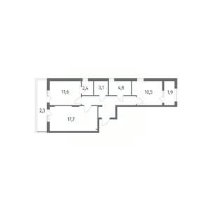 2-к квартира, строящийся дом, 65м2, 6/8 этаж