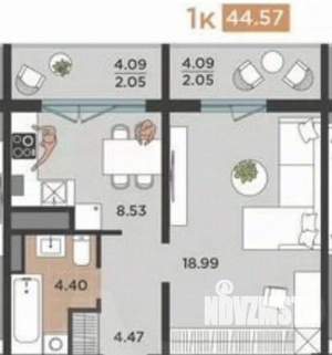 1-к квартира, вторичка, 44м2, 9/10 этаж