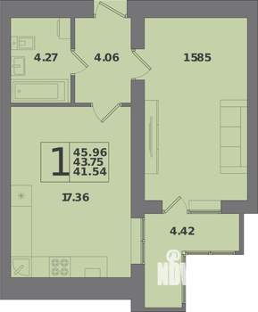 1-к квартира, вторичка, 46м2, 8/10 этаж