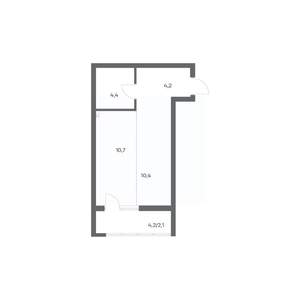 1-к квартира, строящийся дом, 32м2, 2/18 этаж