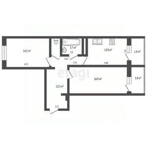 2-к квартира, вторичка, 65м2, 14/15 этаж