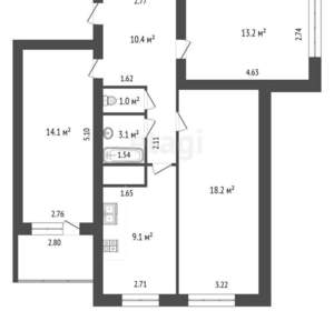 3-к квартира, вторичка, 68м2, 7/9 этаж