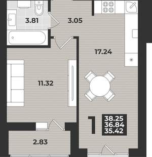 1-к квартира, вторичка, 39м2, 9/9 этаж