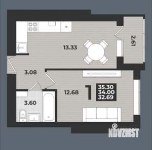 1-к квартира, вторичка, 35м2, 4/9 этаж