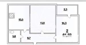 2-к квартира, вторичка, 62м2, 1/16 этаж